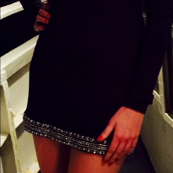 Bebe Black Dress with Embellishments, Size Small - Picture 3 of 8